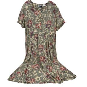 Sunshine Starshine‎ Vintage Women's Dress size 12 Midi Floral 80s 90s Cottage